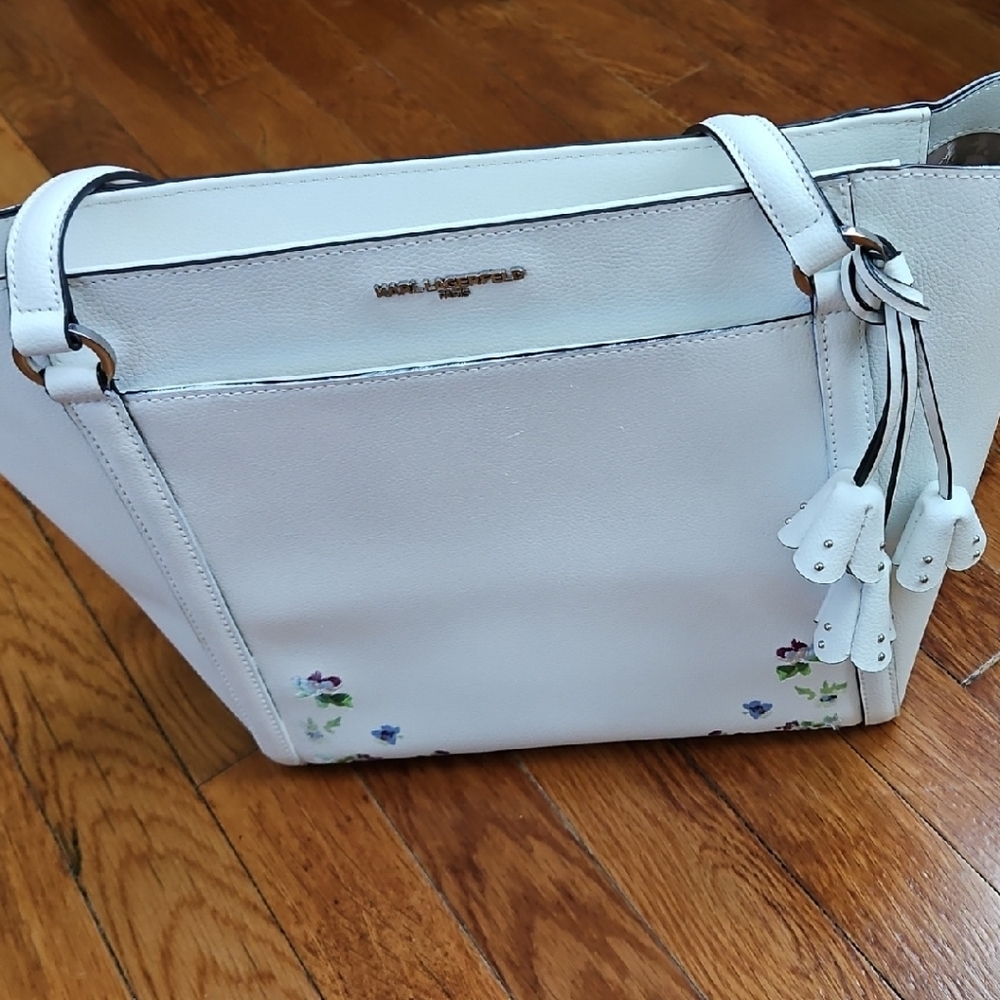 Karl Lagerfeld White Floral Shoulder Bag